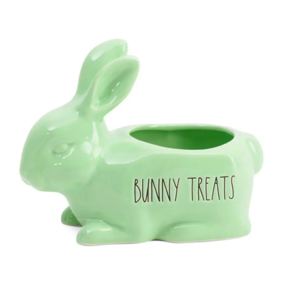 NWT Rae Dunn Ceramic Glazed Finished Bunny Treats Planter
